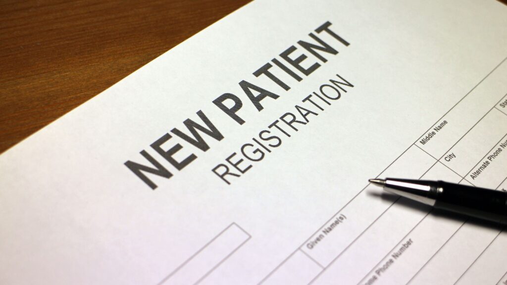 New patient registration form