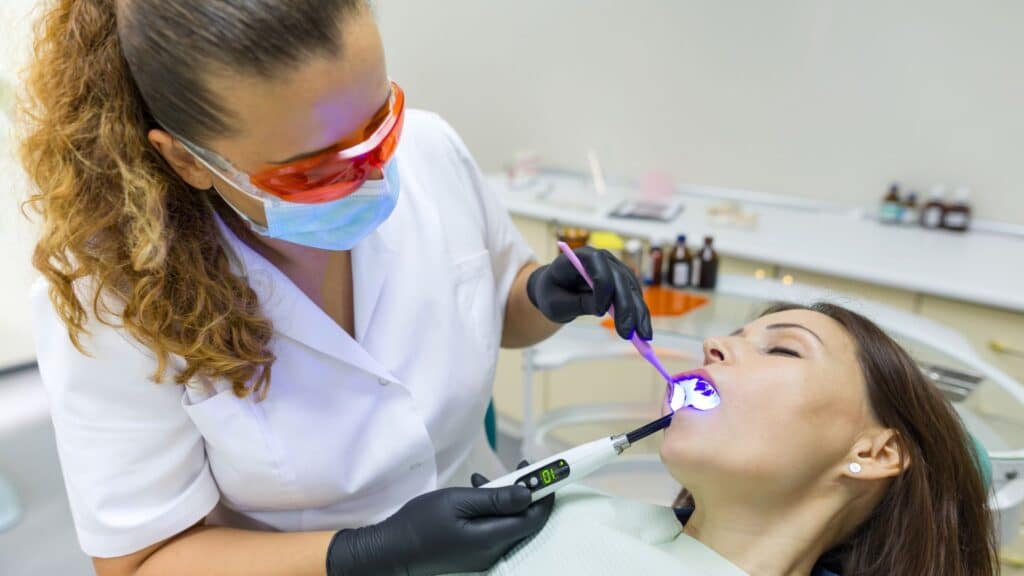 Dental staff with patient